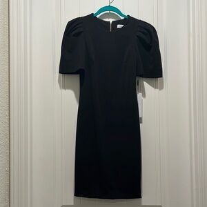 Calvin Klein NWT Sz 2 Black Gold puff sleeve sheath dress classy chic